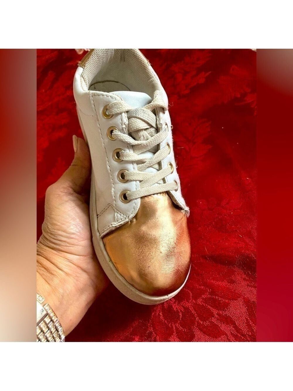 Beverly Hills Polo Club girls metallic rose gold fashion sneakers-Pre loved